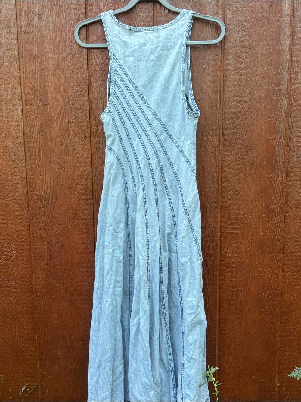 Free People Blue Jean Baby Maxi Dress Light Wash Denim Size 2 Boho A-Line - Picture 2 of 5